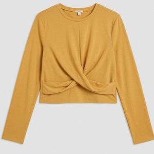 Women’s Deep Yellow Twist Front Long Sleeve Top Size XL